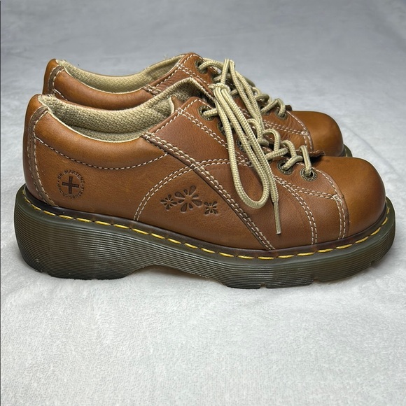 Dr Martens Shoes Wmn's Size 7 Brown Leather 12283 Platform Daisy Chunky Oxford - Picture 2 of 13